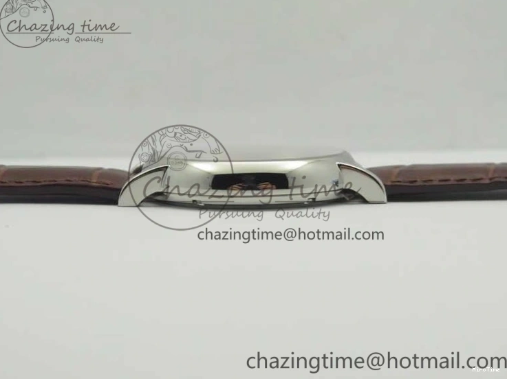 MIROTIME 0517 Portofino Automatic SS TWF 1:1 Best Edition Silver Dial Gold Markers on Brown Leather Strap A Bright 7203